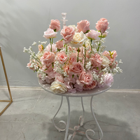Guirlande de fleurs artificielles en soie rose et blanche, style moderne et original, 60 cm, pour décoration d'allée de mariage, centre de table, décoration de scène, anneau