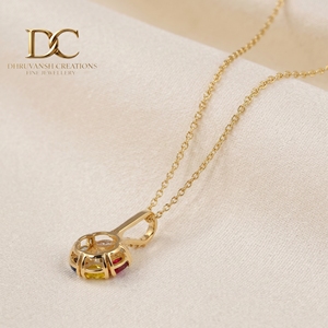 สร้อยคอทองคำแท้ 14KT พร้อมจี้เพชรเพาะเลี้ยงและพลอยหลากชนิด รับรองโดย IGI เครื่องประดับวินเทจสำหรับผู้หญิง - Product Image 4