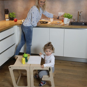 Wooden Children Learning Tower <b>Stool</b> <b>Adjustable</b> <b>Height</b> Natural Color Kids Chair Multi Functional Toddler Seat Scandinavian - Product Image 4