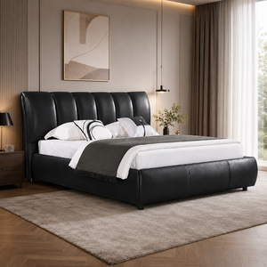 <span class=keywords><strong>Lit</strong></span> convertible en cuir moderne de luxe, capitonné, minimaliste, rembourré, en peluche, taille double, réglable - Product Image 5