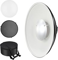 Kit Réflecteur Beauté Métallique KAMPHO 30/42/55cm Blanc/Argent avec Grille Nid d'Abeille et Diffuseur de Lumière Douce