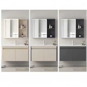 Modern Minimalist Honeycomb Aluminum Alloy Bathroom Vanity with Smart <b>Mirror</b> Integrated Ceramic Basin for <b>Small</b> Hotel Bathroom - Product Image 4