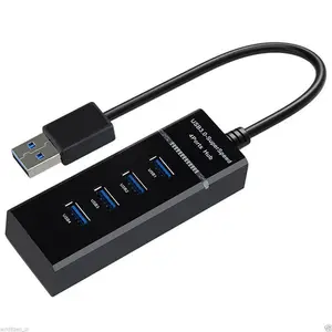 4 端口超薄USB 3.0 集线器高速USB 3.0 数据和电源适用于Windows，Mac OS，Linux内置 0.5 脚USB3.0