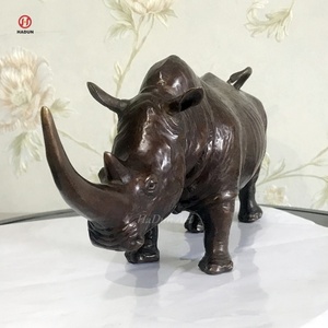 Customized Metal Craft Animal Figurines Small Bronze <strong>Rhino</strong> Sculptures Brass <strong>Rhino</strong> <strong>Statues</strong> for Table Decoration - Product Image 1