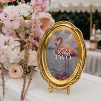 Cadre de numéro de table en métal orné style peinture à l'huile classique pour mariage, banquet, restaurant, bar, fête, décoration romantique, vente en gros