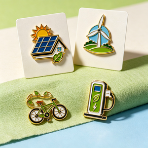 Badges métalliques personnalisés en émail dur, économiseurs d'eau, pour robinets de baril de pluie, jardins sur toit et villes vertes - Product Image 2