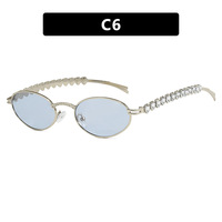 DOISYER luxe 2K petites lunettes de soleil ovales en forme de coeur diamant femmes métal cadre lunettes strass UV400 Design lunettes de soleil