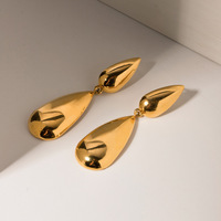 Pendientes Colgantes de Acero Inoxidable al por Mayor, Chapados en Oro de 18K, Antideslustre, con Diseño de Lágrima Gruesa, para Mujer