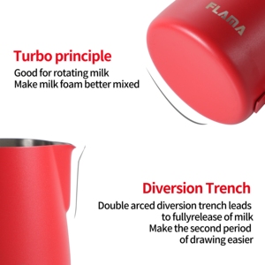 Teko susu Espresso, teko susu Stainless Steel dengan pegangan ergonomis, teko buih susu