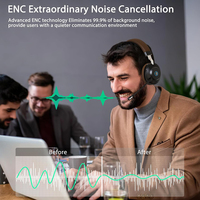 Auriculares Inalámbricos con Micrófono ENC, Dongle USB, 45 Horas de Conversación, Silenciador, para Oficina, PC, Portátil, Centro de Llamadas, Teléfono