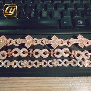 Pulsera de Plata de Ley 925 con Moissanita de 10, 12.5 y 13 mm, Joyería Hip Hop, Certificación GRA, Cadena Cubana, Pulsera con Cruz - Product Image 4