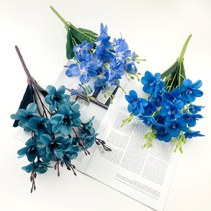 Bouquet d'orchidées artificielles 20 têtes 40cm fleur en soie pour mariage et décoration intérieure - Product Image 2