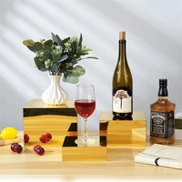 Boîte miroir dorée en acrylique, style Art Déco classique, autoportante, facile à nettoyer, étagères personnalisables, décoration d'intérieur, présentoir pour table à desserts