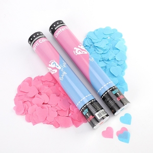 Canons à confettis pour révélation du sexe, canons à confettis manuels, confettis en forme de cœur rose et bleu pour garçons et filles, lanceurs de confettis pour fête - Product Image 1