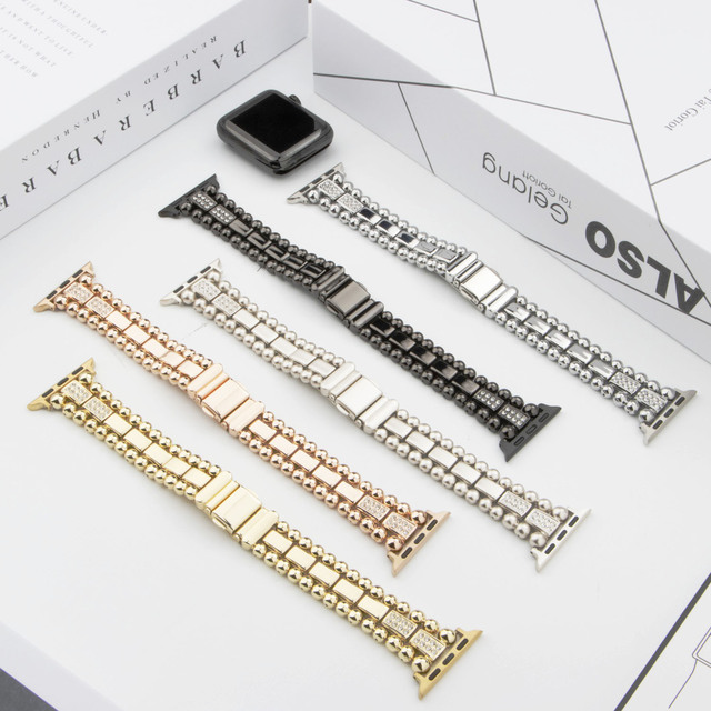 Luxury Ladies Chain Metal Wristband Smartwatch Charm Strap Watch Band for Apple Watch Series 9 8 7 38mm 40mm 41mm Women Bracelet