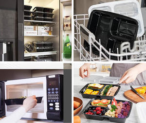 Fiambreras de almacenamiento de comida Bento de 3 compartimentos desechables para microondas de plástico para comida de catering ODM/OEM - Product Image 3