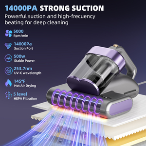 Nettoyeur portable anti-acariens à ultrasons pour lit et maison, avec contrôleur professionnel et lumière UV pour matelas - Product Image 2