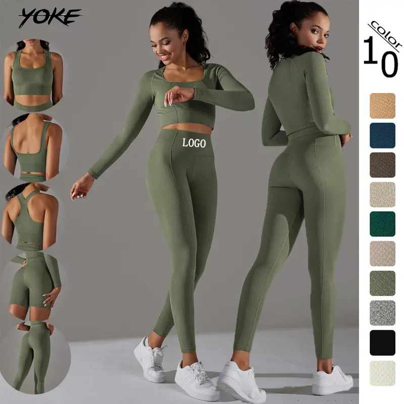 YOKE Custom Logo Activewear Clothing Sexy Yoga Sport Top Gym Wear Workout Women Yoga Fitness Sets