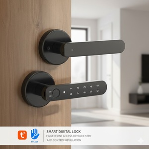 การ์ดหน่วยความจำล็อคมือจับอัจฉริยะอิเล็กทรอนิกส์สำหรับการปลดล็อครหัสผ่านด้วยลายนิ้วมือ ประตูกระจกโลหะผสมสังกะสีสำหรับแอปทูย่าโฮม - Product Image 1