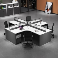 Bureau de direction en forme de L de Style luxe 4 sièges poste de travail du personnel Table d'ordinateur bureaux de poste de travail établi des employés