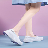 Chaussures blanches en cuir véritable super douces et légères pour infirmières, femmes, médecins, personnel hospitalier, chaussures de travail