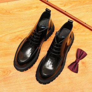 Men's Casual Business Formal Leather <b>Boots</b> Winter Outdoor Non Slip Waterproof Walking <b>Boots</b> - Product Image 4