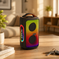 Enceinte portable BKK OEM 80W IPX5 avec microphone sans fil, lumière LED RGB, pour extérieur, longue autonomie de la batterie, boombox en plastique