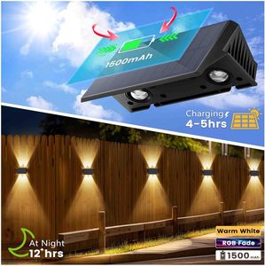 2025 Ip65 Étanche Interaction Rgb Chaud Mur Monté Clôture Intérieur Décor Alimenté Extérieur LED Jardin Solaire Mur Lumières Extérieur - Product Image 2