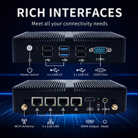 EGLOBAL J5005 Mini PC Industri Tanpa Kipas 4x LAN 2.5G, RS232 COM, HD, 6x USB, -20~60 ° C, 1x Slot DDR4, Komputer Tangguh dengan SSD MSATA