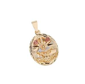 Collar con colgante chapado en oro de 14 quilates para mujer, flor de carruaje de bronce pintada a mano para regalo - Product Image 6