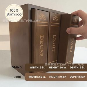 Caja de Almacenamiento para Cápsulas de Café en Forma de Libro de Madera, con Múltiples Compartimentos y Tapa Deslizante, Organizador de Escritorio - Product Image 5