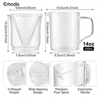 Cafetière à filtre à dégoulinement, 400 ml, cafetière à filtre à dégoulinement avec filtre en verre, cafetière portable en verre, cafetière à tasse unique