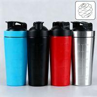 Bouteille shaker double couche en acier inoxydable 304 avec boule de mélange intégrée pour poudre de protéines 500ml 750ml