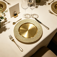 Assiette de Présentation Wojia 13 pouces en Plastique Doré Électroplaqué à Texture Granulée – Luxe Moderne pour Banquets et Traiteurs