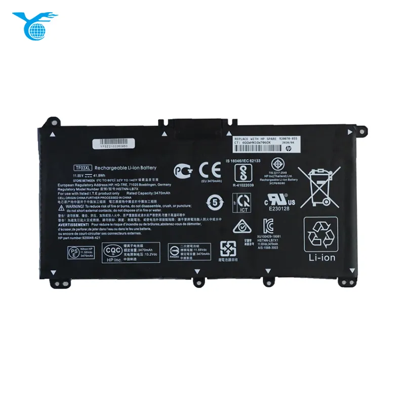 Replacement Notebook 3400mAh / 39Wh Battery for 11.55 Volt TF03XL Li-polymer Laptop 920070-855