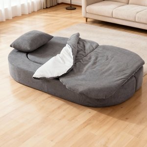 <b>Modern</b> Folding <b>Sofa</b> <b>Bed</b> Convertible Futon Sleeper <b>Bed</b> 2-in-1 Foldable Floor Mattress 2 Pillows Breathable Living Room - Product Image 3