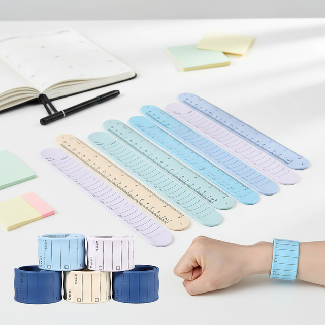Reusable to Do List Wristband Erasable Silicone Slap Bracelet Memo Pad With Ruler Waterproof Reminder Wristband for Students