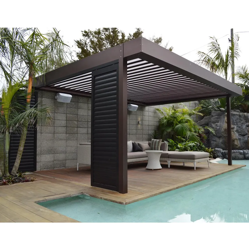 Pergola impermeabile per il tempo libero giardino motorizzato a lamelle tetto in alluminio Pergola bioclimatica per esterni in alluminio