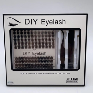 Kit de cils en grappe DIY 14 rangées, tailles mixtes, faux cils segmentés avec colle et pince, kit d'extension de cils faits à la main - Product Image 2