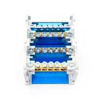 Bloque de terminales aislado modular unipolar WDH 407 para montaje en panel con barra colectora de tornillo, 500V/125A, para riel DIN, de distribución de energía.