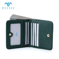 Dompet Kartu ID Kulit Asli Tipis Sederhana Lipat Dua Anti RFID Minimalis Wanita Harga Pabrik Custom