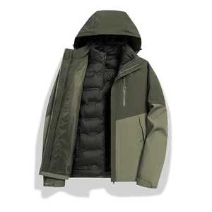 เสื้อแจ็คเก็ตบุนวม 3 ใน 1 สำหรับผู้ชายพร้อมซับในที่ถอดออกได้กันน้ำอุ่นสำหรับฤดูใบไม้ร่วงฤดูหนาวเสื้อแจ๊กเก็ตคอตั้ง - Product Image 4
