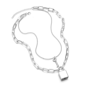 สร้อยคอแบบไขว้หลายชั้น โลหะผสมสังกะสี ดีไซน์เรขาคณิต สำหรับผู้หญิง - Product Image 3