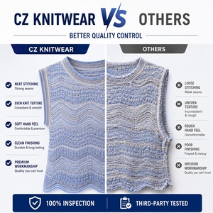 Débardeur en tricot rayé pour <span class=keywords><strong>femme</strong></span>, col rond, <span class=keywords><strong>sans</strong></span> manches, tricot plat ondulé, respirant, pull décontracté d'été - Product Image 4