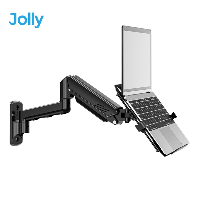 Max 27 Inch Laptop Wall Mount Adjustable Wall Mounted Laptop Holder Arm Stand with Ventilated Tray
