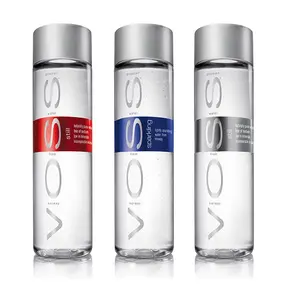 High Quality 250ml 300ml 350ml 450ml 500ml Glass Beverage Voss Bottle With Lid For Sale
