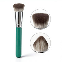 Pinceau de maquillage personnalisé à manche en bois, poils de renard des neiges, simple ou double, biseauté, pour fond de teint liquide