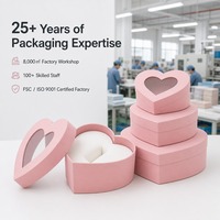 Caja de Regalo Rosa Pastel Mate en Forma de Corazón con Ventana e Inserto de Acetato para Chocolate y Joyería, Venta al Por Mayor de Fábrica