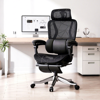 Chaise de bureau ergonomique en maille avec appui-tête réglable, support lombaire, repose-pieds rétractable, dossier haut, pivotante, pour ordinateur