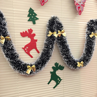 Guirlande de Noël en Tinsel Brillant de 2M – Ruban Festif Épais Fait Main pour Décoration de Sapin, Fête, Maison et Mur
